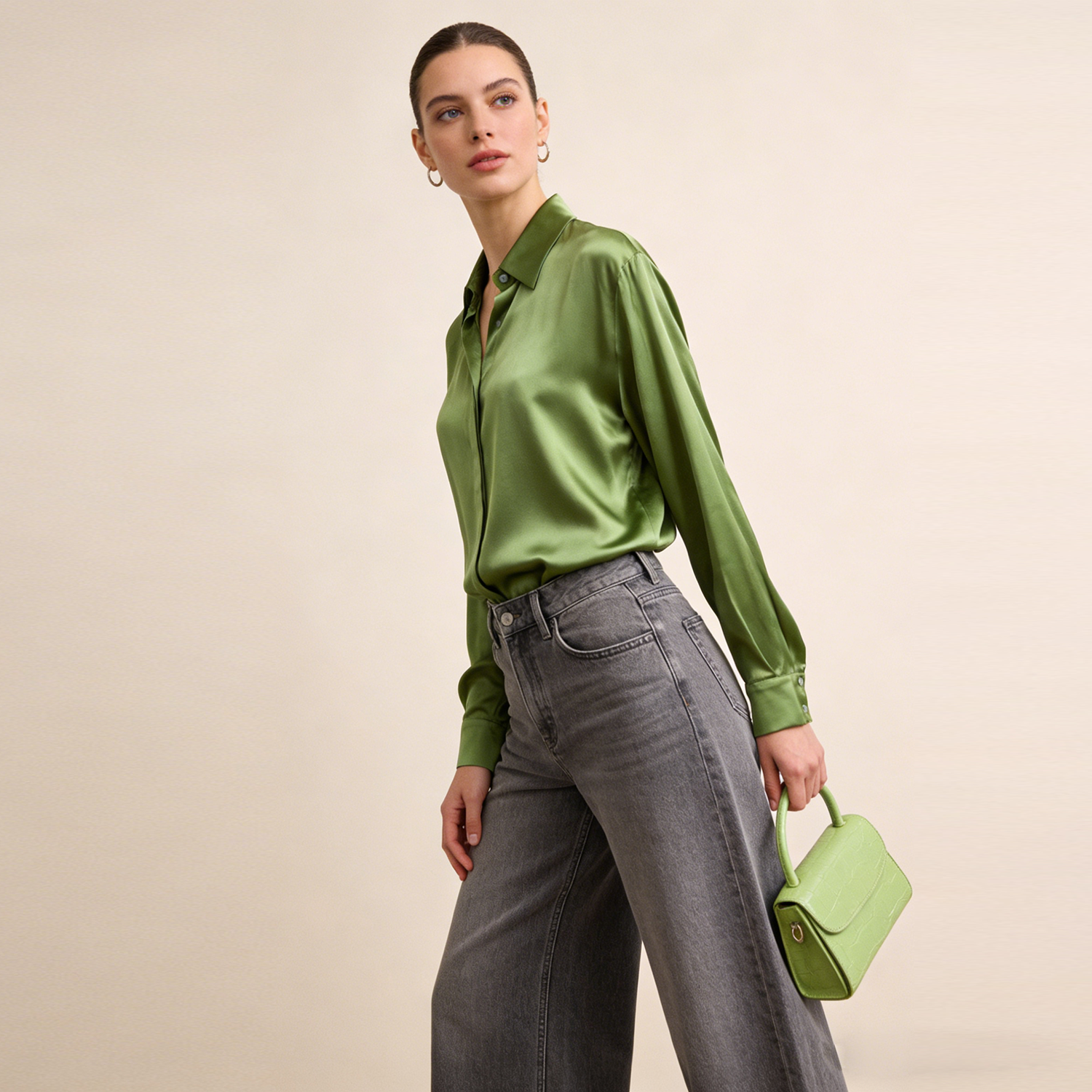 Women's Washable Stretch Silk Square Neck Blouse REAL SILK LIFE