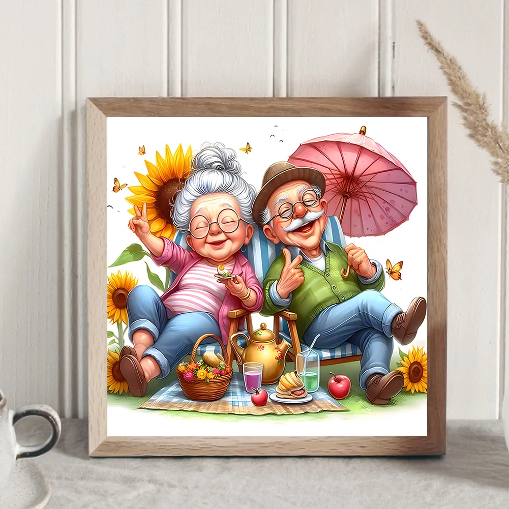 Diamond Painting - Full Round Drill - Old Couple(Canvas|30*30cm)