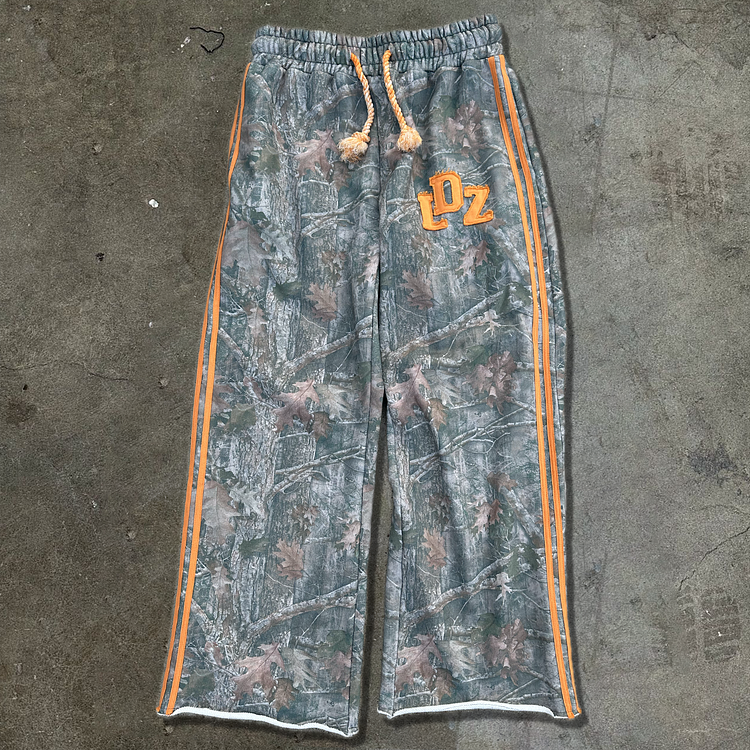 Tree Camouflage Contrast Webbing Casual Pants