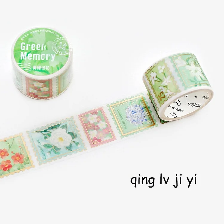 Journalsay 30mm*300cm/ Roll Mosaic Post Office Series Literary Plant Flower Bronzing Washi Tape