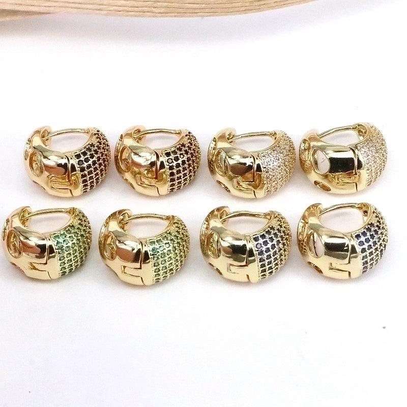 1 Pair Elegant Minimalist C Shape Plating Inlay Copper Zircon 18K Gold Plated Earrings