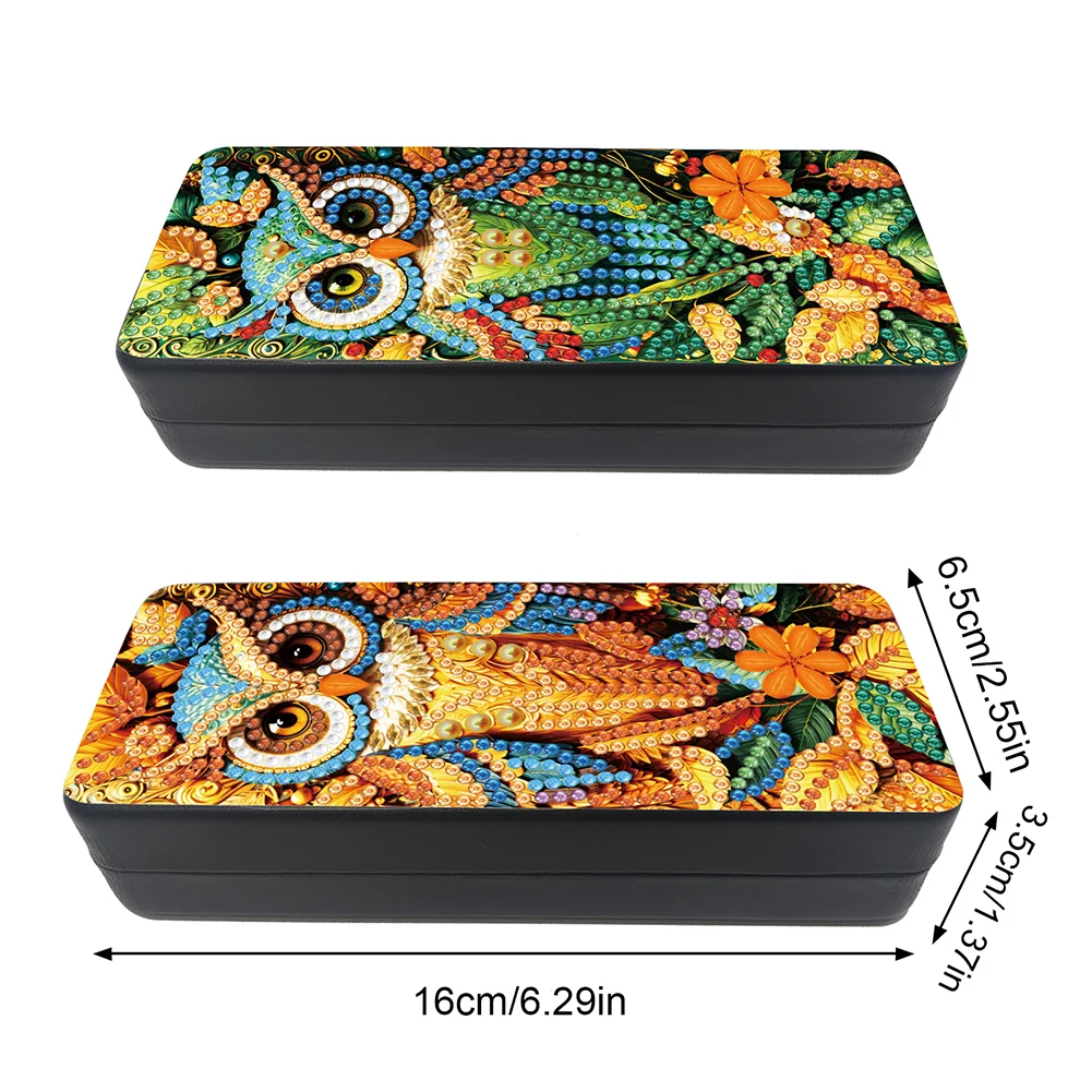 2Pcs 5D DIY Owl Diamond Painting Glasses Case Kit Diamond Art Glasses Case