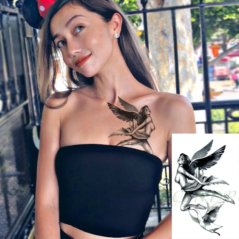 Waterproof Temporary Tattoo Sticker Cute Love Bird Leaf Crow Arabic Script Fake Tatto Flash Hand Arm Art Tatoo for Women Men