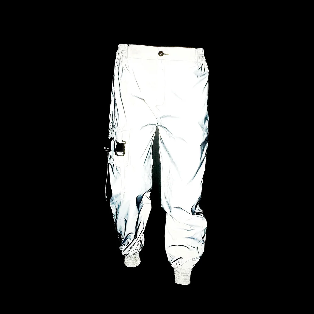 Toloer Hong Kong Hip Hop Function Reflective Overalls Men's Casual Little Pants Side Zipper Multi-Pocket Reflective Pants-Outfit Ideas