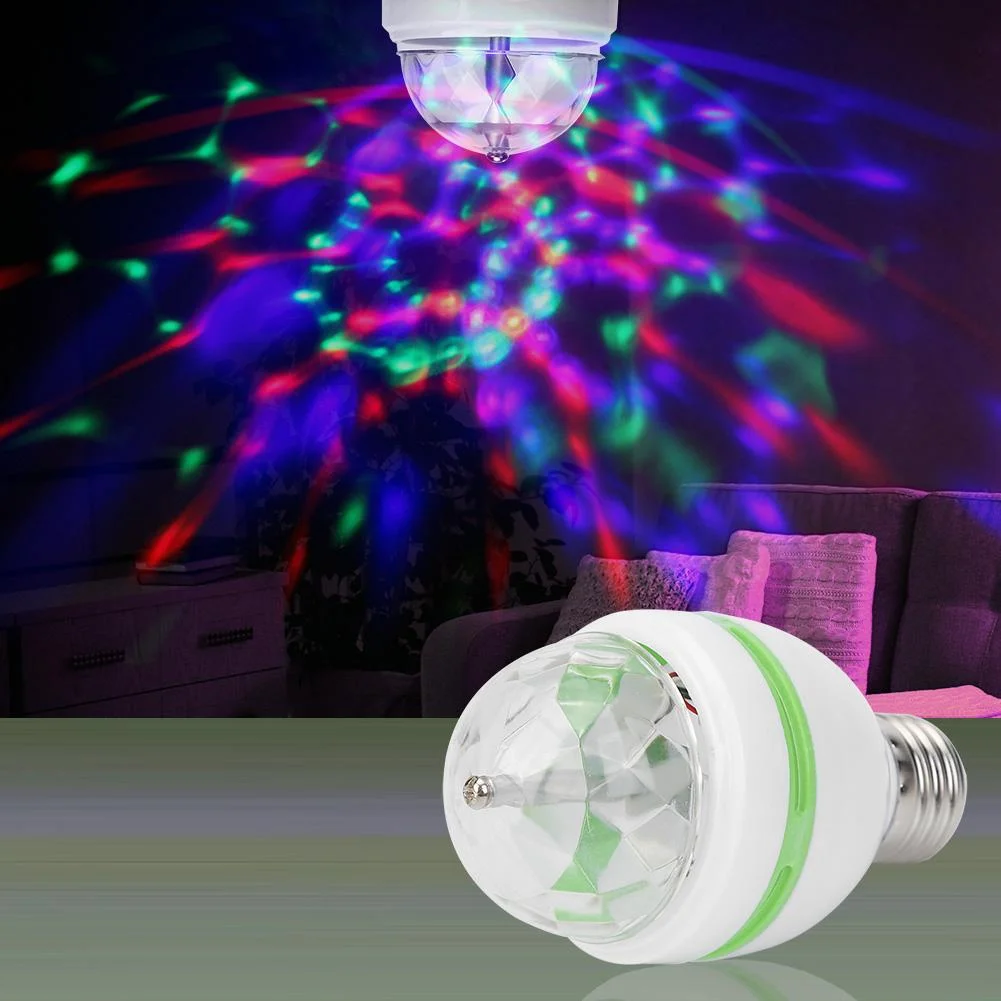 E27 RGB LED Bulb 3W Rotating Crystal Magic Ball Stage Party DJ Disco Light