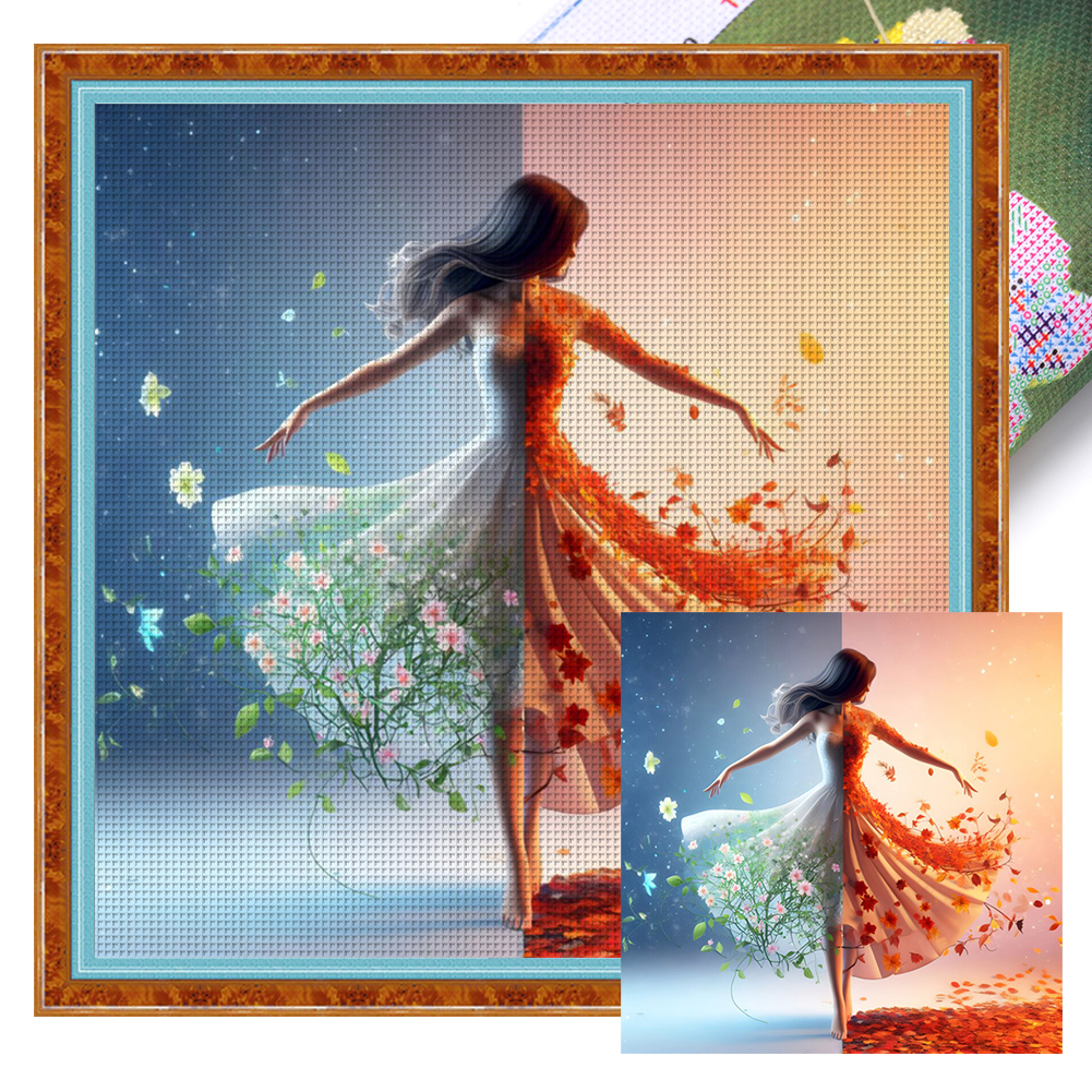 Ballet Girl Full 14CT Pre-stamped Canvas(50*50cm) Cross Stitch