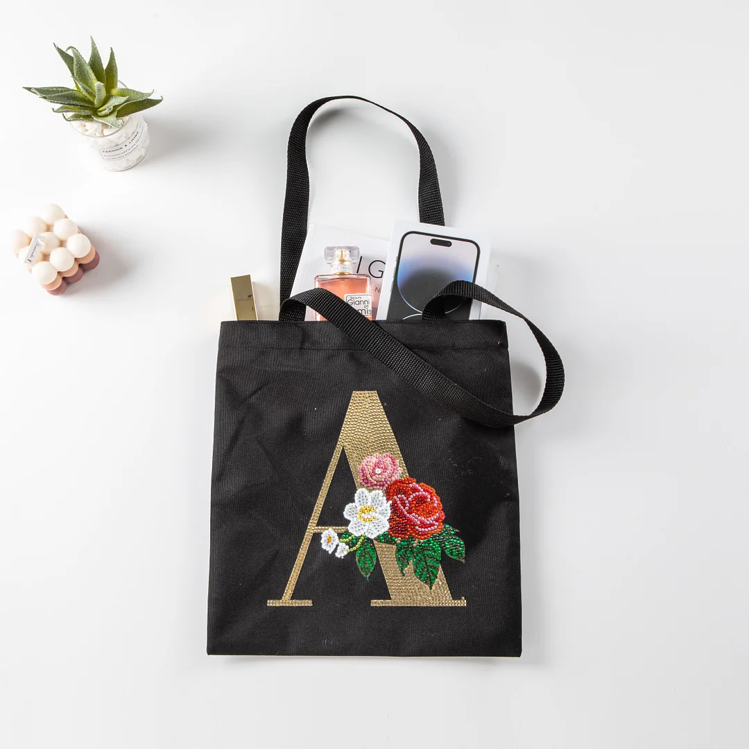 DIY Diamonds Painting Handbag Linen Shopping Bag Portable Fashion for Work