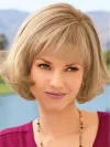 Blond Short Straight Hair Slant Bangs Pixie Cut Wigs