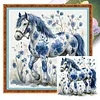 Blue Porcelain Horse - 11CT Stamped Cross Stitch 40*40cm tapestrymarket