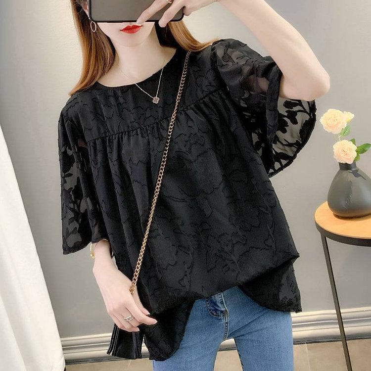 Plain Short Sleeve Blouse QueenFunky