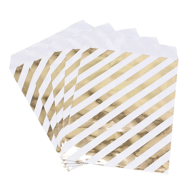 25Pcs Paper Bags Candy Gift Bag Food Packaging Christmas Wedding Favor Baby Shower Rose Gold Birthday Party Decoration Treat Bag