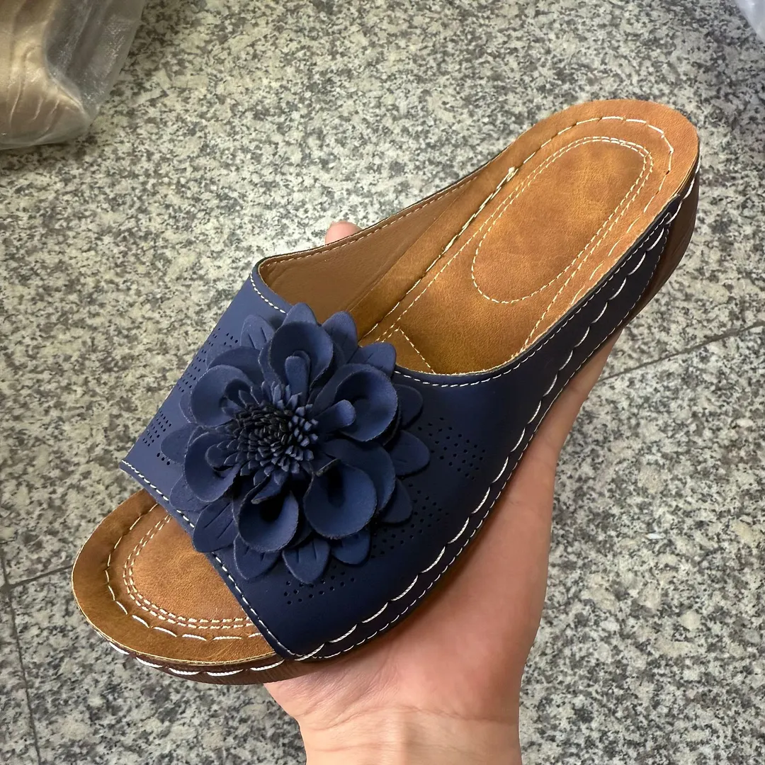 Breakj Breakj Summer New Large-Size Lady Thick-Soled Sandals Help Flowers Decorated With Ultra-Light Polyurethane Soles