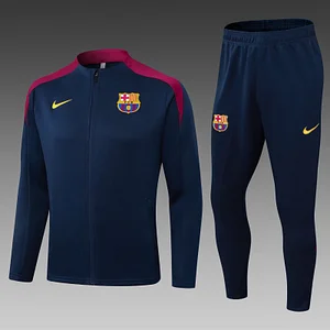 2025/2026 Barcelona Long Zipped Jacket Royal Blue Jersey Set