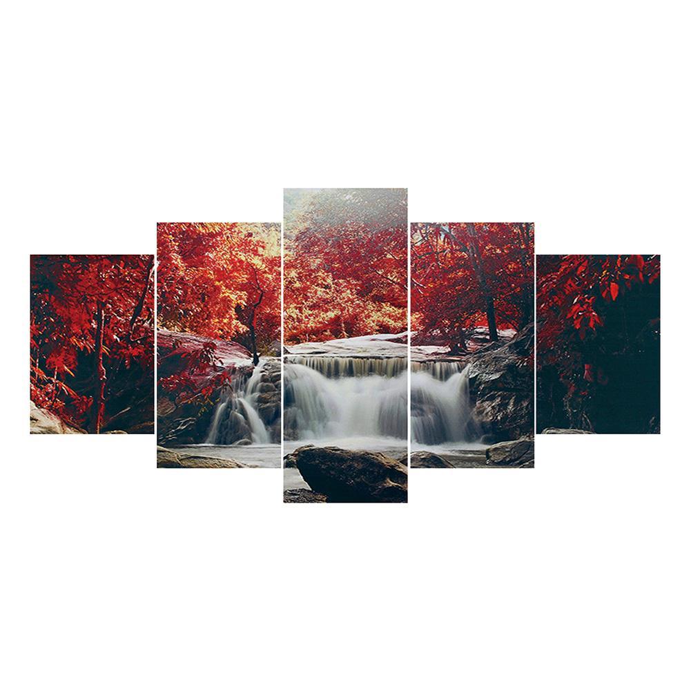 

95*45CM - Multi-picture Round Drill Diamond Painting - 5pcs Waterfall, 501 Original