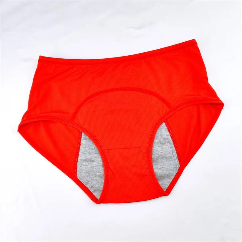 Damokan High Elasticity Menstruation Underwear Mid Rise Leak-proof Safety Briefs Plus Size Seamless Panties Nude Cotton Solid Lingerie