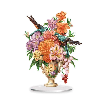 Vase Diamant Peinture 10 X 15 Cm - Kit Complet DIY Avec Diamants - En Acrylique, Pour Arrangements Floraux - Décoration Intérieure