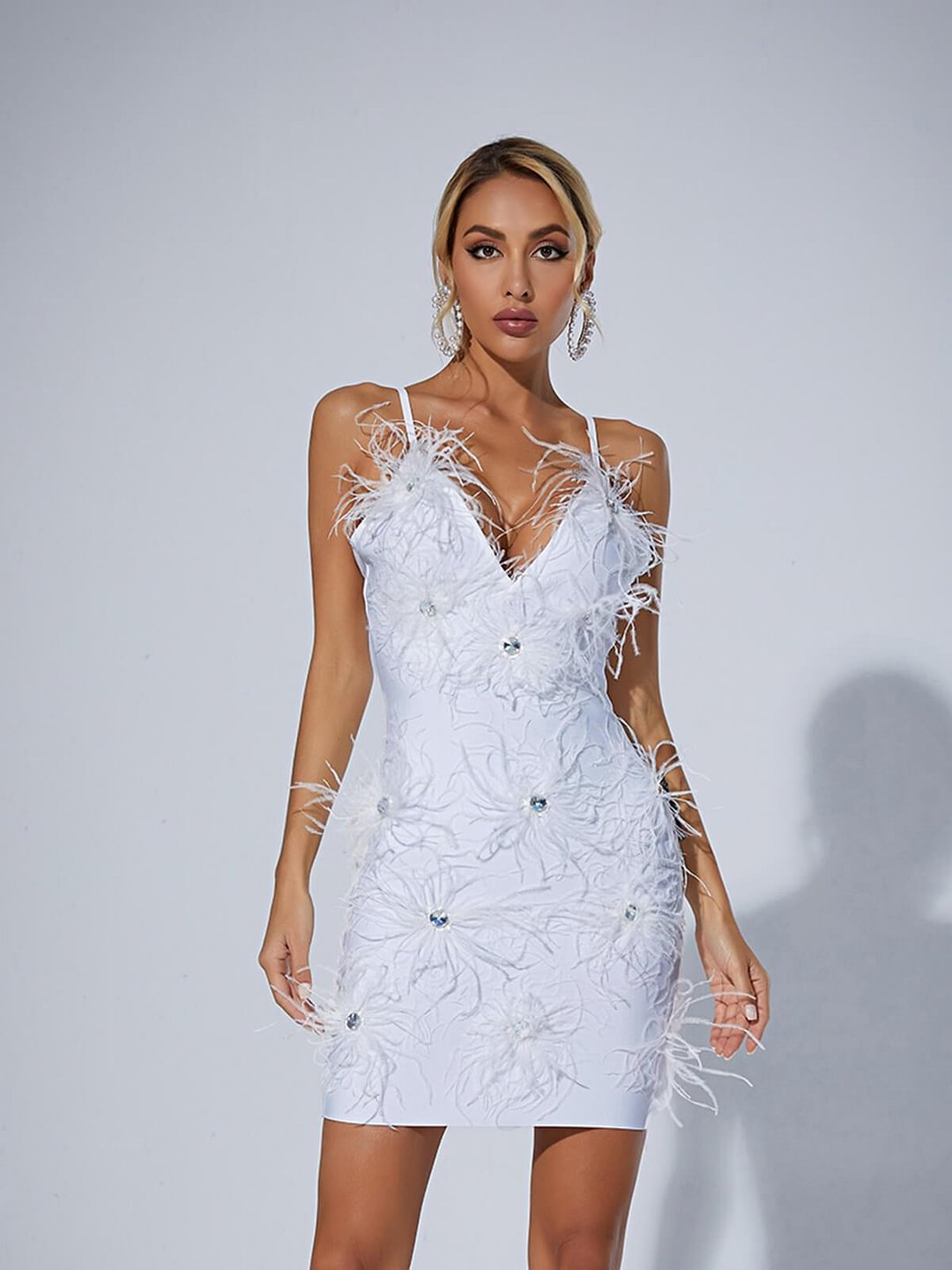 Aurelie Feather Bandage Mini Dress