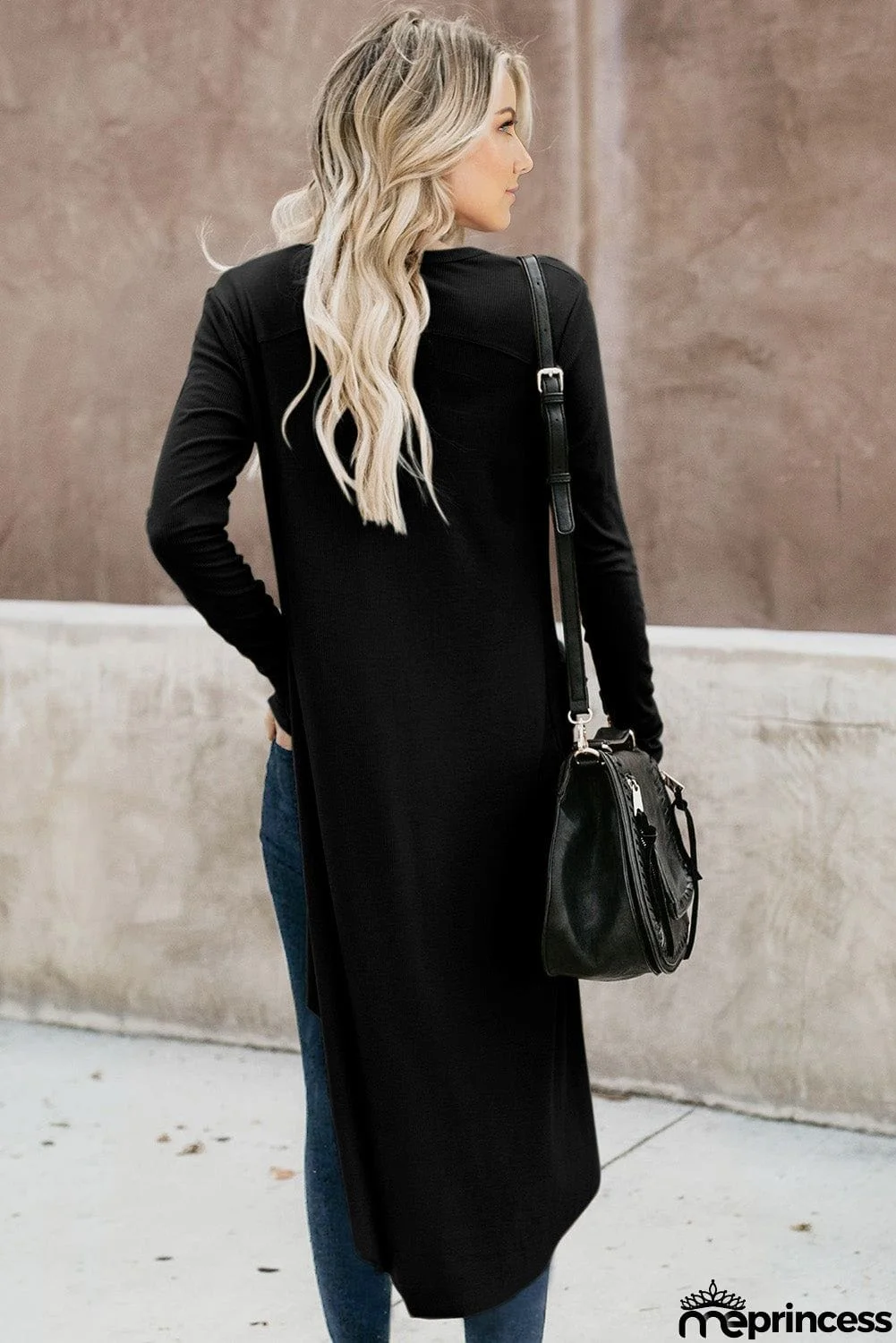 Selected Button Pocketed High Low Cardigan