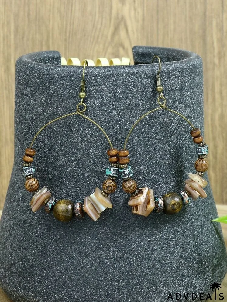 Bead Decor Circle Drop Earrings