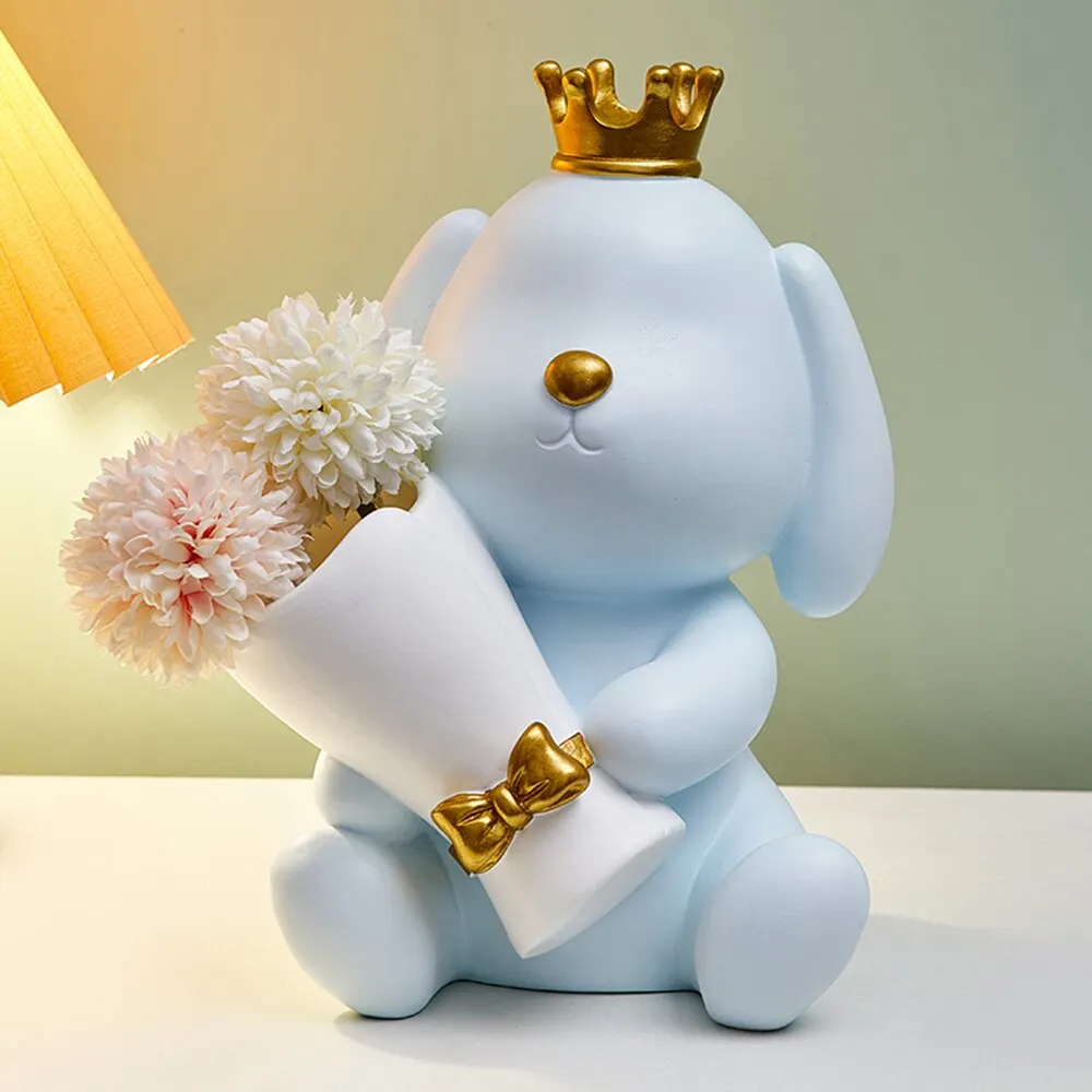 Nordic Decorative Vase Creative Crown Puppy Mini Vase Dried Flowers for Decoration Wedding Centerpiece Home Decor Modern Gift