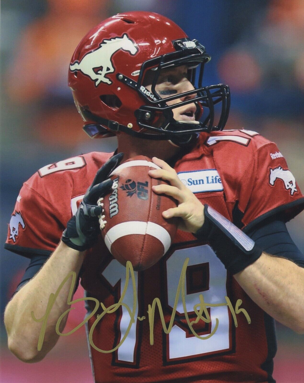 BO LEVI MITCHELL SIGNED AUTOGRAPH CALGARY STAMPEDERS FOOTBALL 8X10 Photo Poster painting PROOF