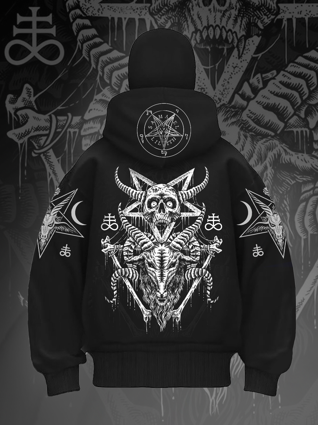 Shoptechwear Art Satanic Devil Hell's Gate Oversized Men's Balaclava Hoodie