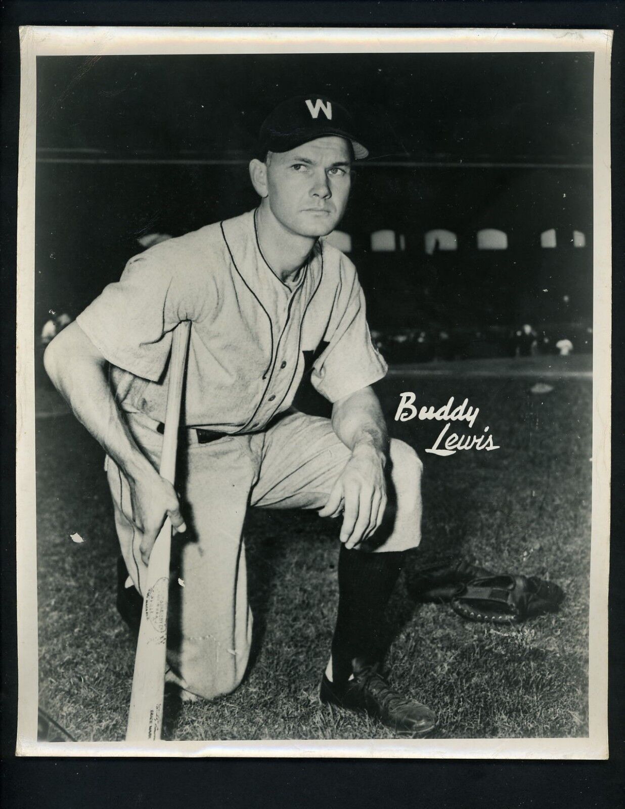 Buddy Lewis circa 1940's Premium Press Original Photo Poster painting Washington Senators