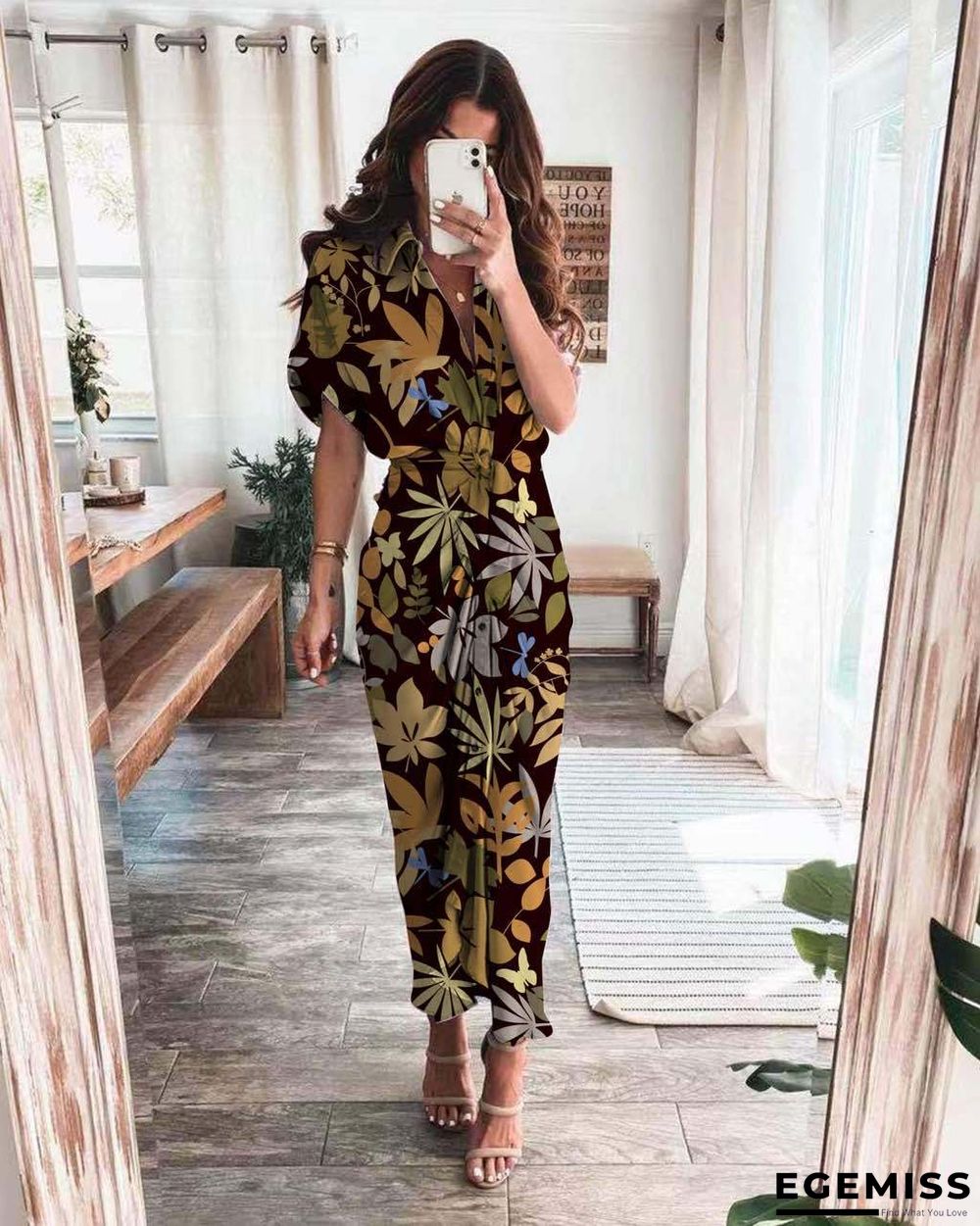 New Shirt and Long Skirt Fashion Print Dress In Summer | EGEMISS