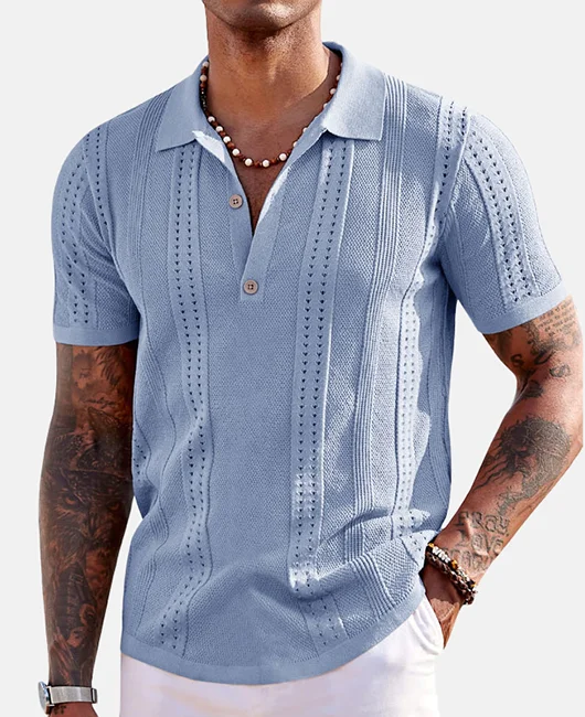 Casual Knitted Short Sleeve Polo Shirts 
