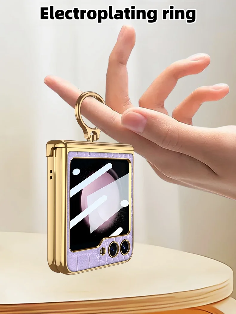 Suitable for Samsung Zfilp5/4/3 Leather Stand Ring Phone Case