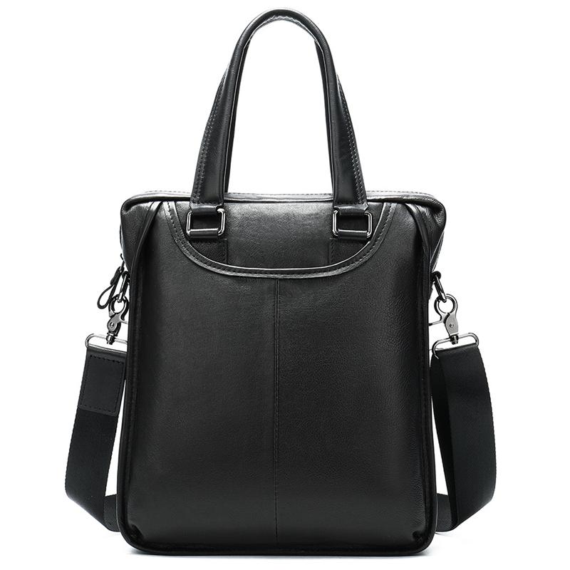 Soft Genuine Leather Dual Top-Handled Detachable Sling Strap Business Bag