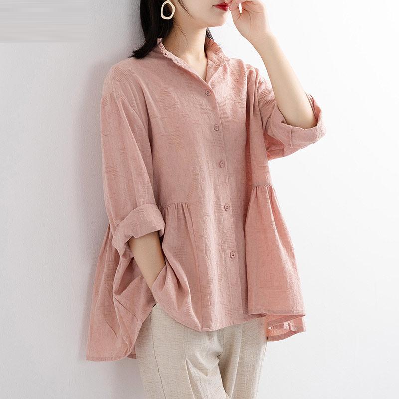 Fashion Women Long Sleeve Loose Yellow Shirts