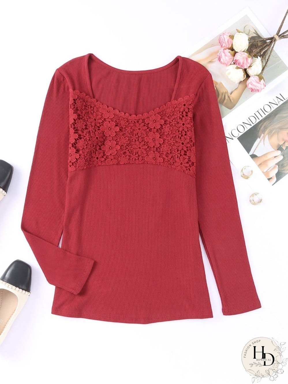 Women's Casual Printed Blouse with V-Neck