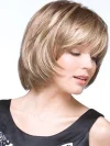 Gold Fluffy Short Curly Bob Wig with Slant Bangs