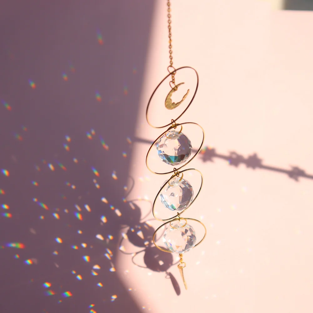 Moon Sun Ball Crystal Suncatcher Hanging Metal Pendant Garden Decor (24)