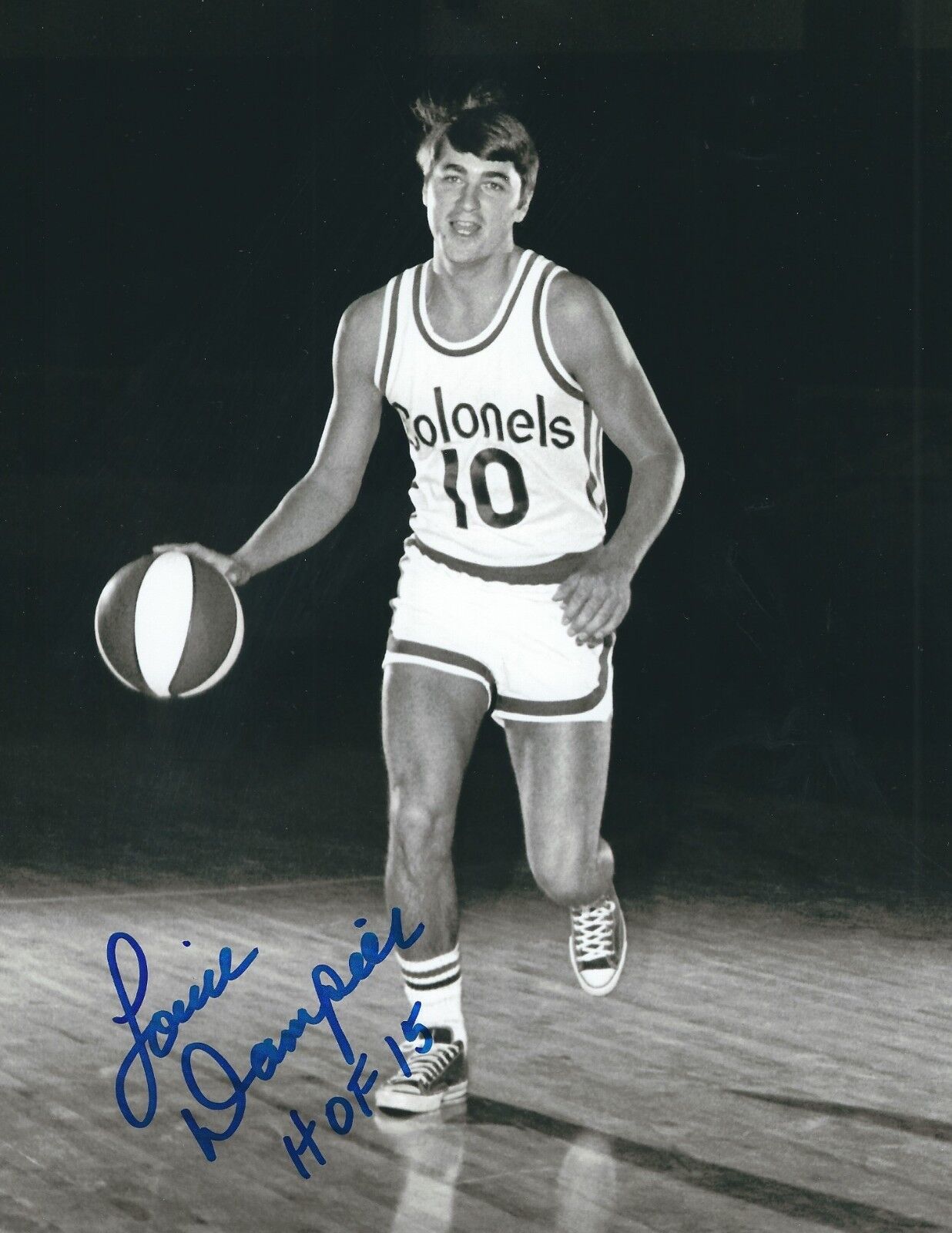 Signed 8x10 LOUIE DAMPIER HOF 2015 Kentucky Colonels Autographed Photo Poster painting w/COA