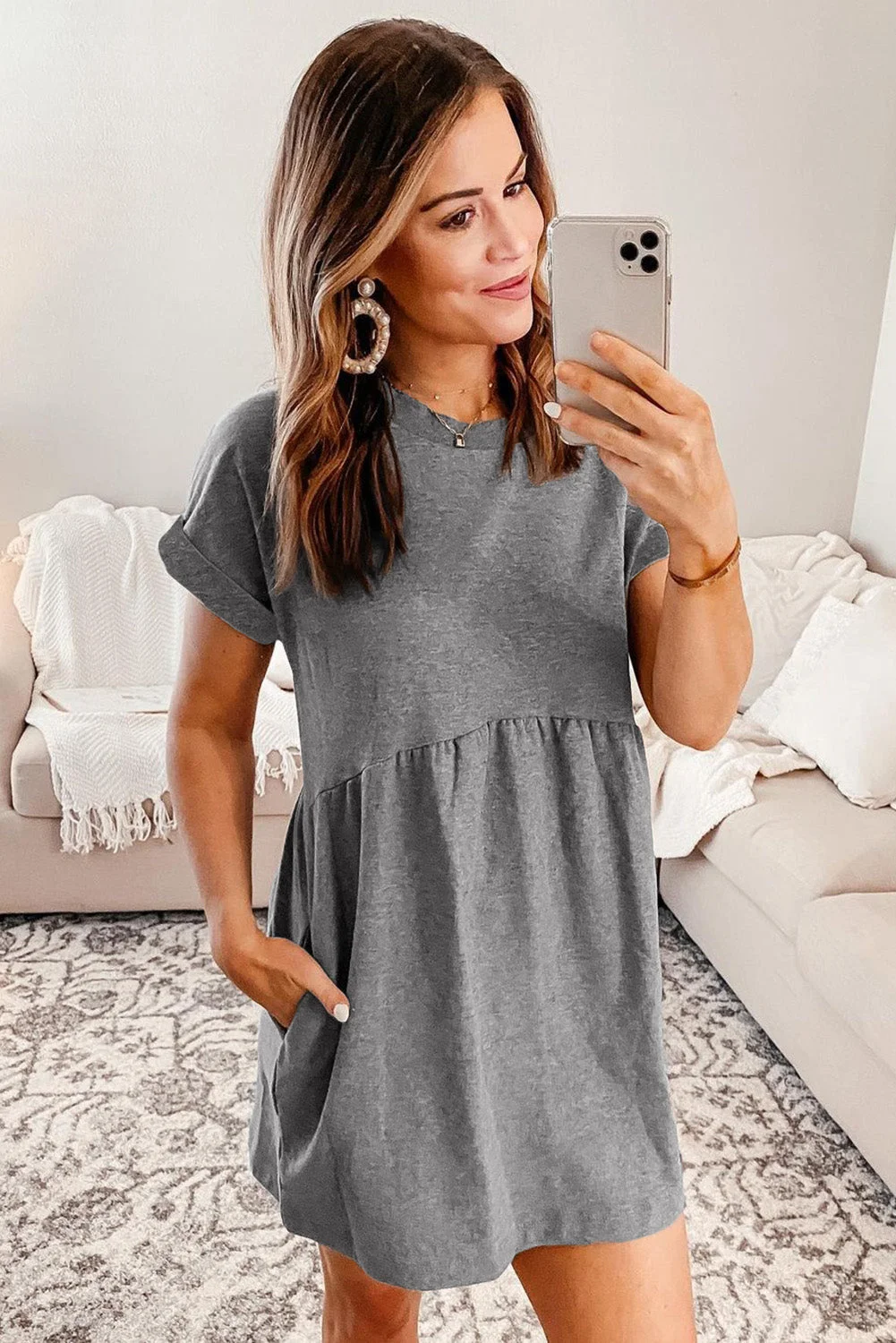 Buzzdaisy Cotton Blend Empire Waist T-shirt Mini Dress