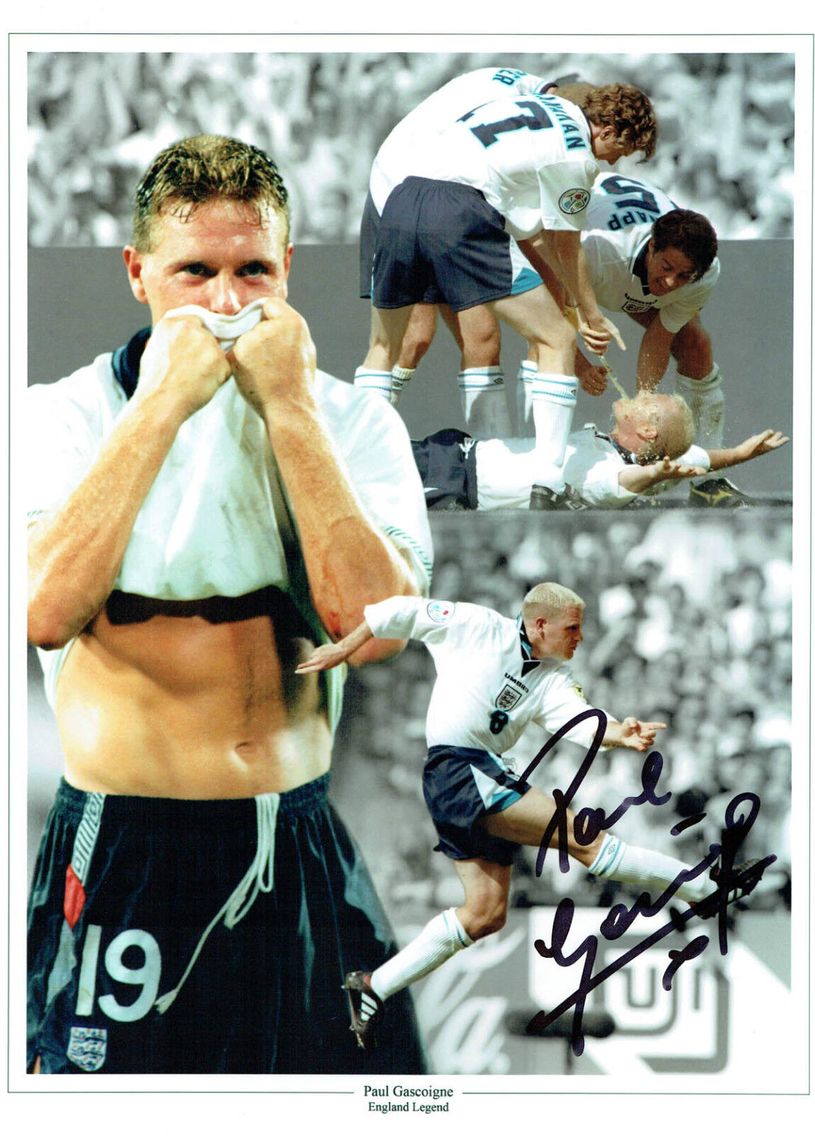 Paul GAZZA Gascoigne Signed Autograph 16x12 England Montage Photo Poster painting A AFTAL COA