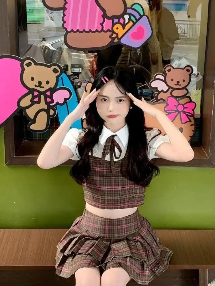 Brownm Plaid Two Piece Set