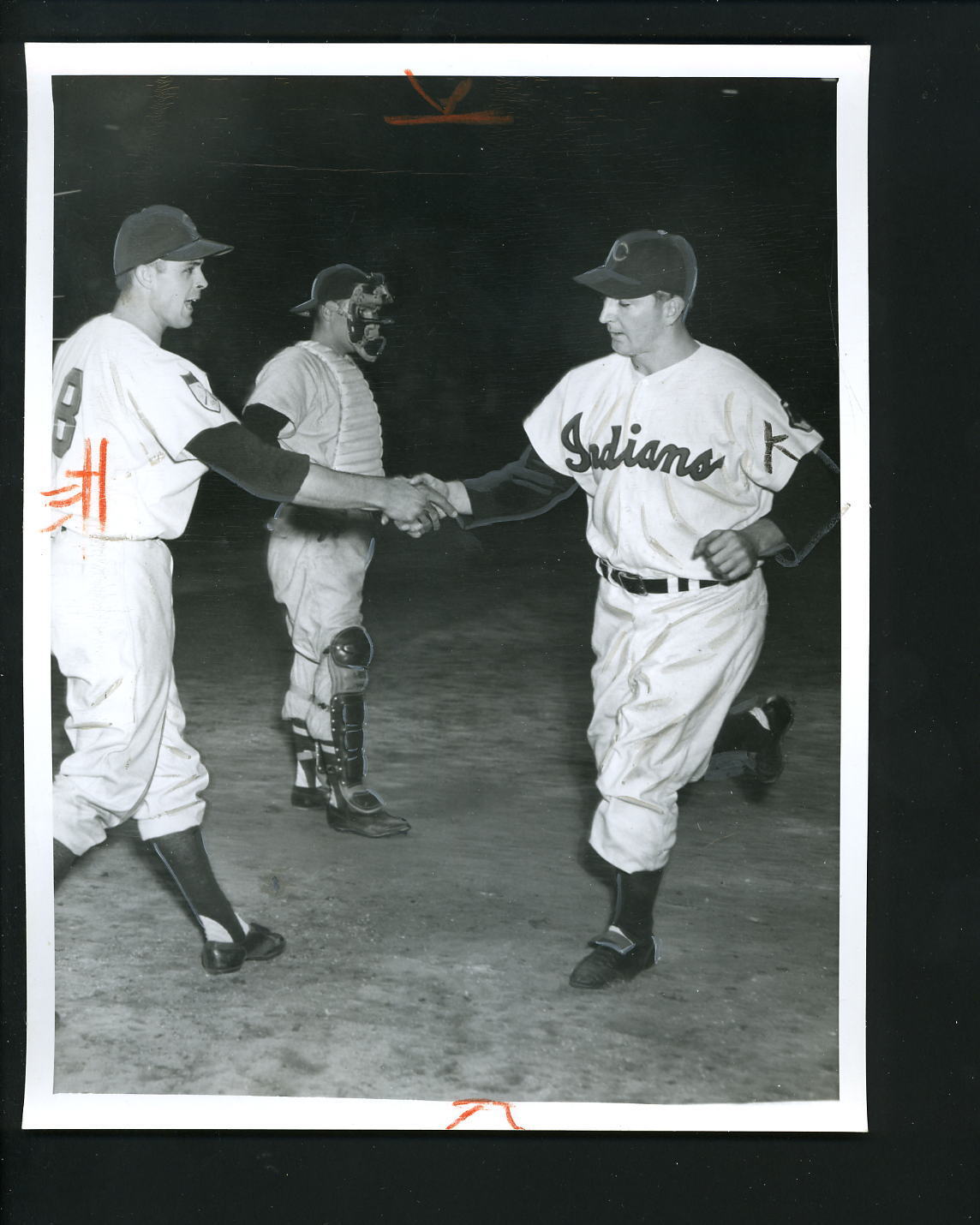 Allie Clark HOME RUN 1951 Cleveland News Press Photo Poster painting Indians Ray Boone