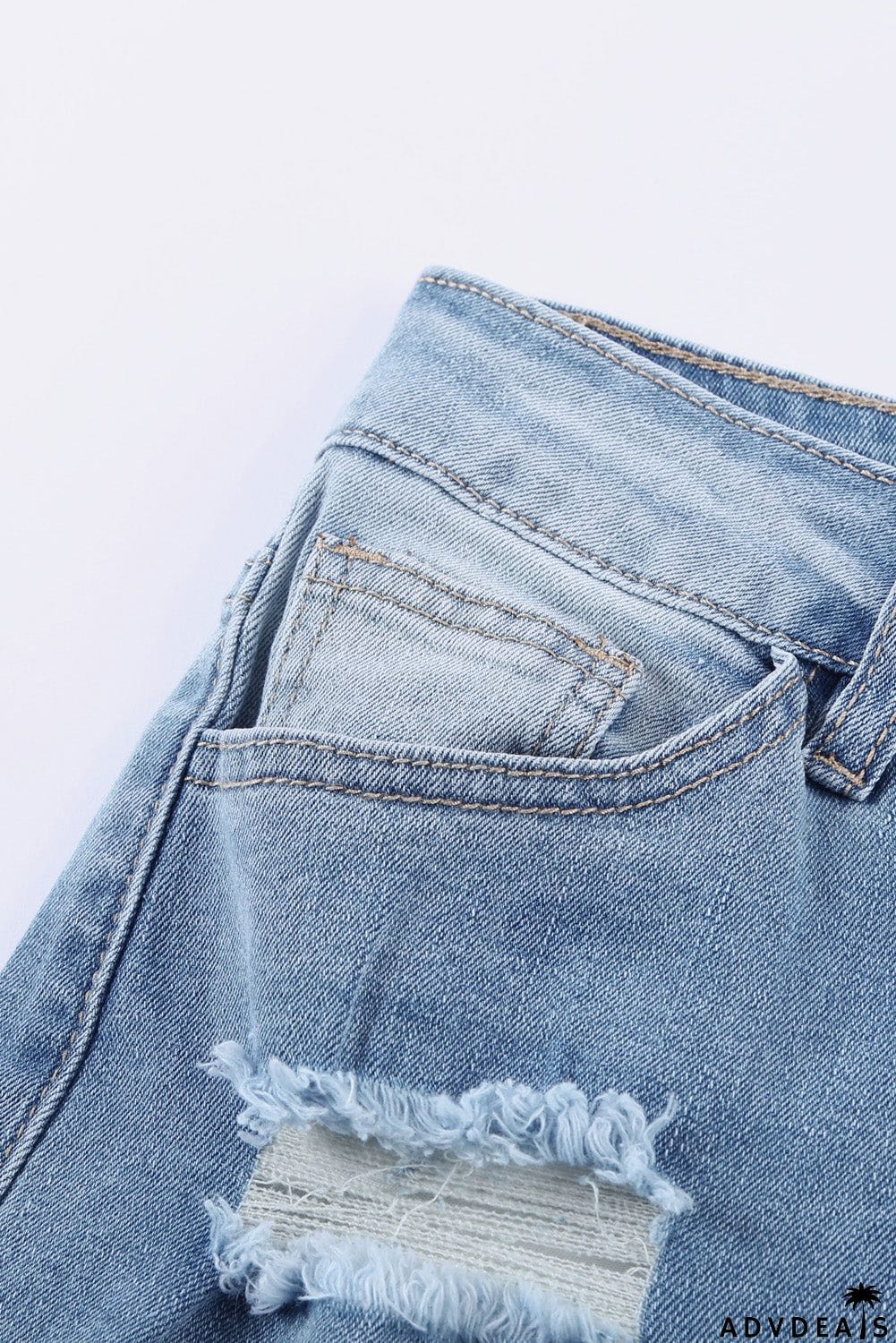 Fashion Light Blue Distressed Boyfriend Denim Pants