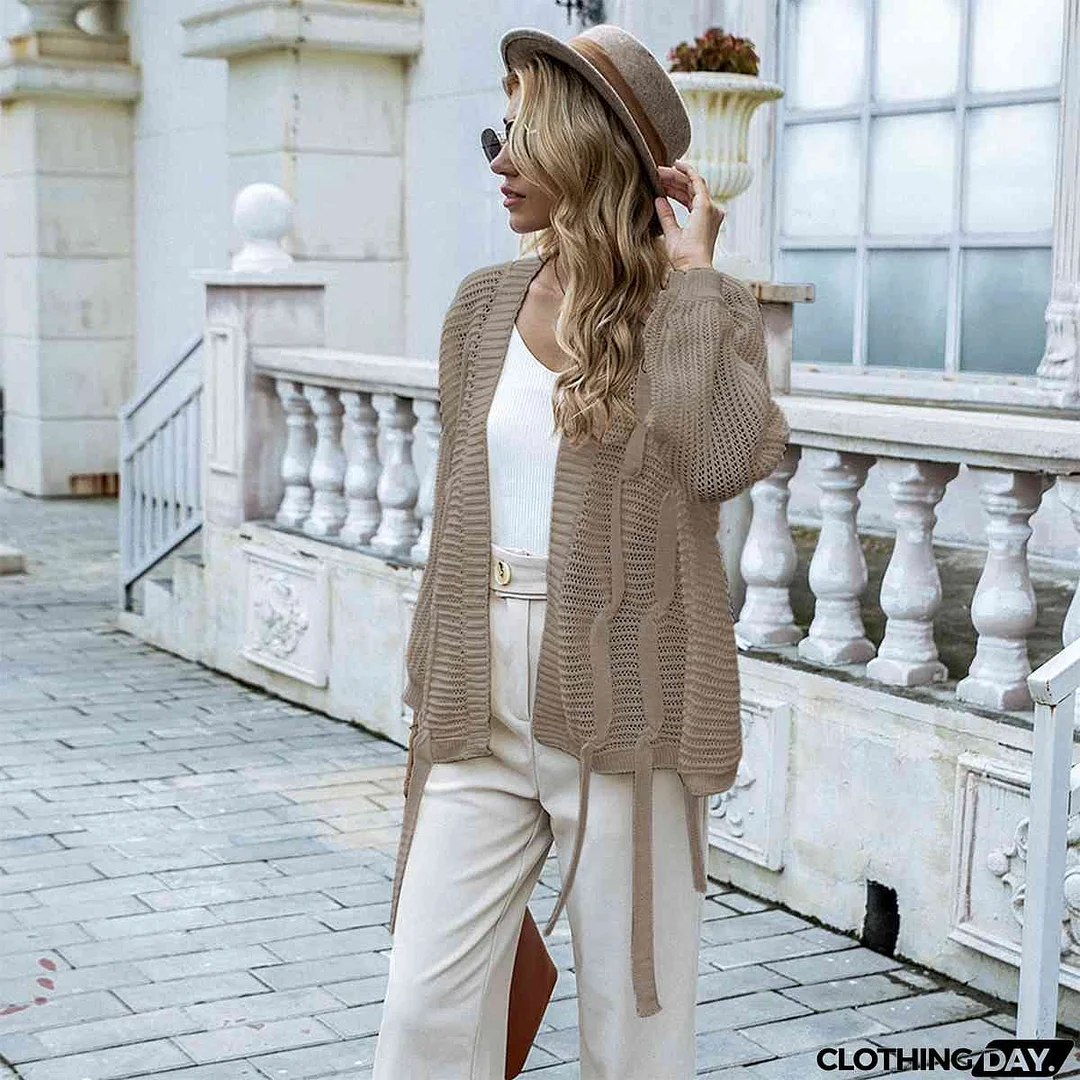 Open Front Strap Detail Cardigan