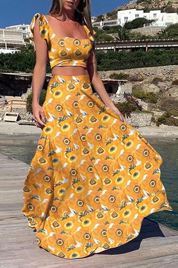Multi-Length Geometric Print  Dress Suit