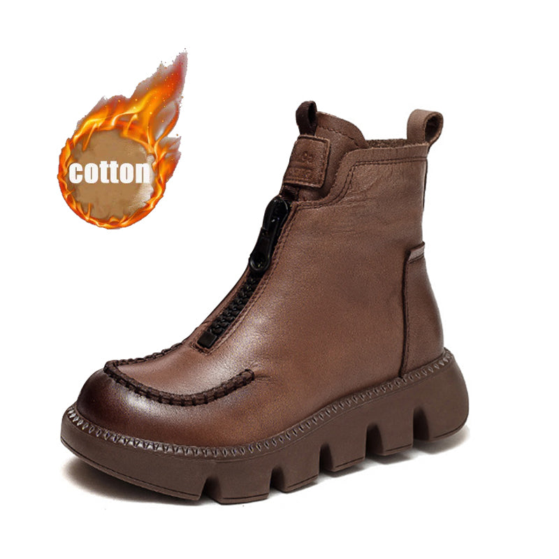 Winter Roman Vintage Zipper Leather Boots DANRRIO.COM DANRRIO