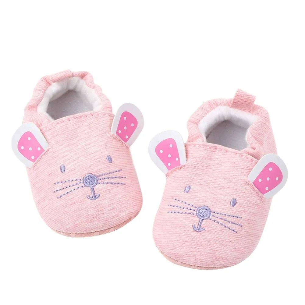 Infant Baby Boys Girls Slippers, Soft Sole Non Skid Crib House Shoes Cute Animal Winter Warm Booties Cartoon Mouse First Walkers