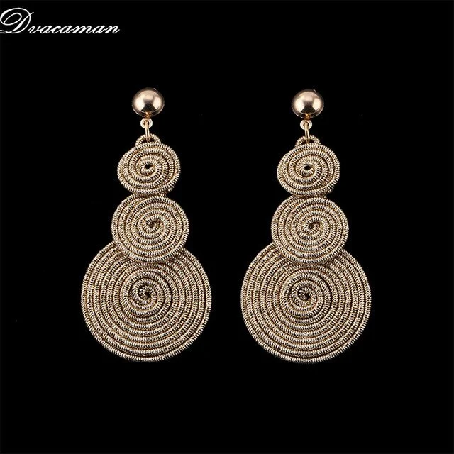 Dvacaman Bohemain Multilayer Round Alloy Drop Earrings Women 2019 New Trendy Maxi Earrings Statement Jewelry Party Gifts Female