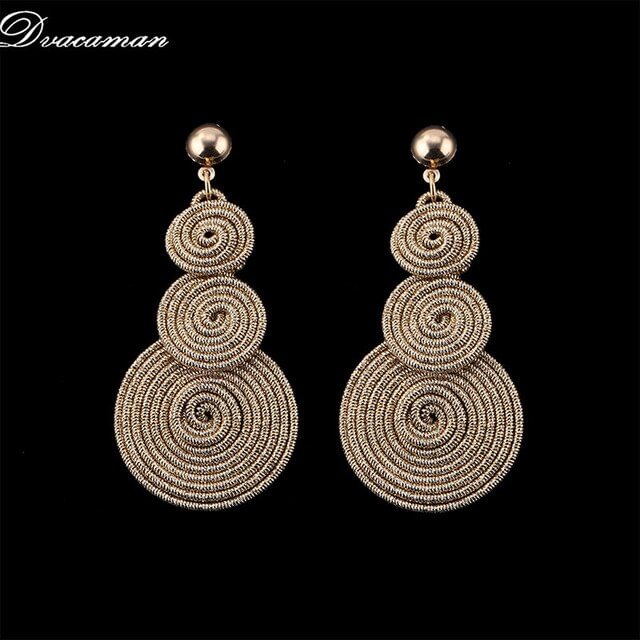 Dvacaman Bohemain Multilayer Round Alloy Drop Earrings Women 2019 New Trendy Maxi Earrings Statement Jewelry Party Gifts Female