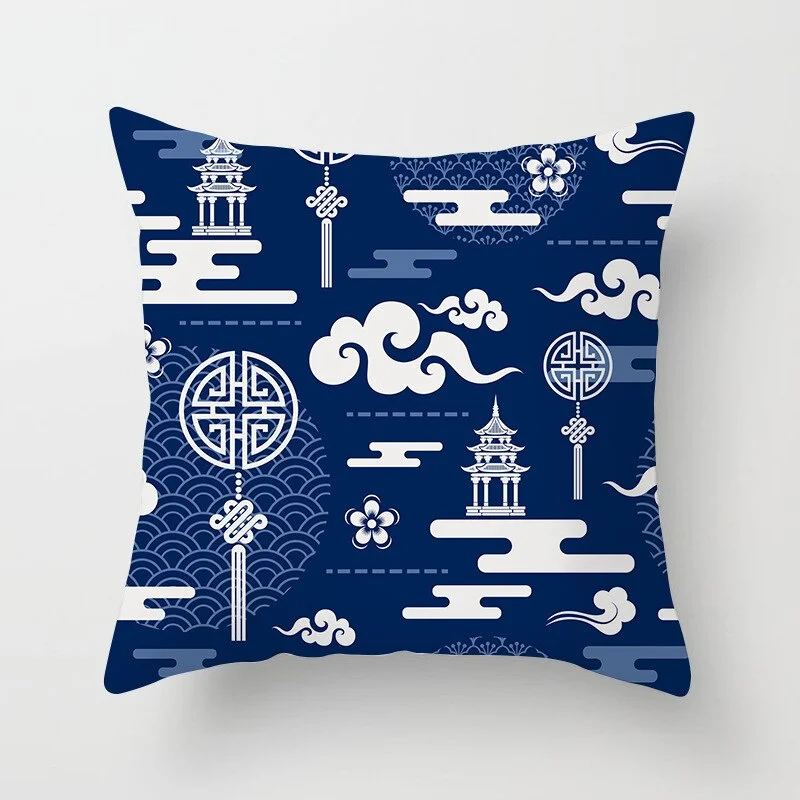 Blue White Porcelain Print Cushions Case Bohemian Style Mandala Geometry Pillows Case Modern Fashion Sofa Chairs Throw Pillows