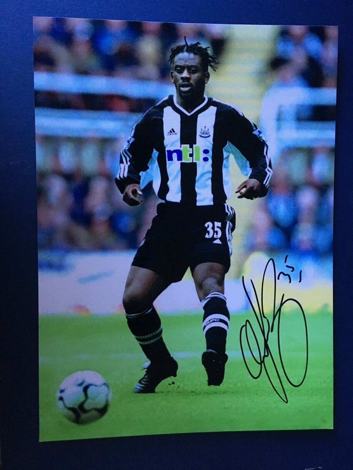 OLIVIER BERNARD - FORMER NEWCASTLE FOOTBALLER - EXCELLENT SIGNED Photo Poster painting