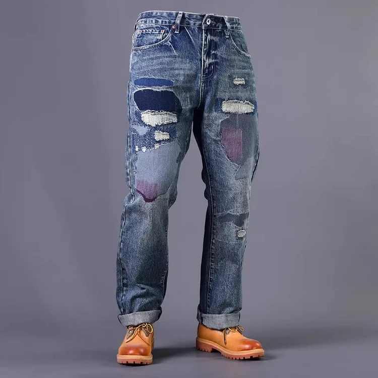 Vintage American Patched Straight Jeans
